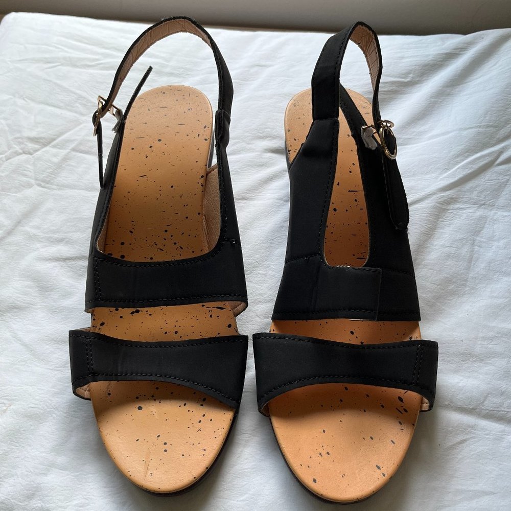 Boho Black Heel Women Sandals Size 41